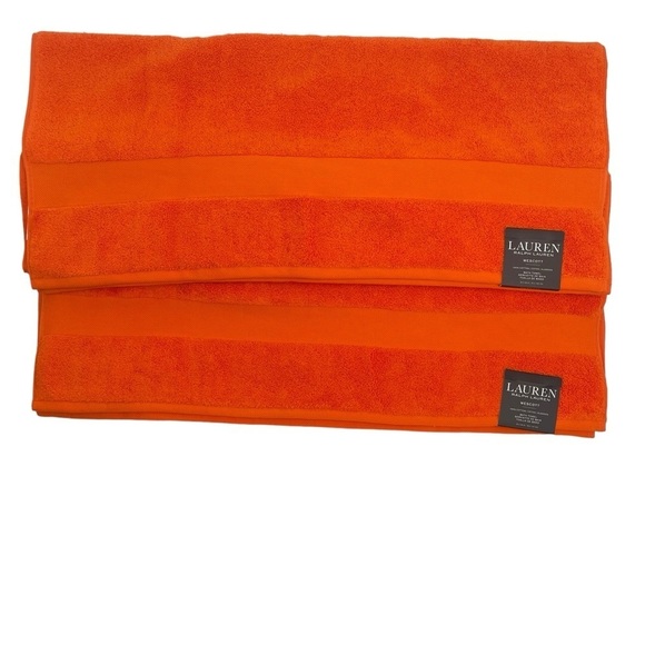 Ralph Lauren Wescott Summer Orange set of 2 Bath Towels NWT - Picture 3 of 8